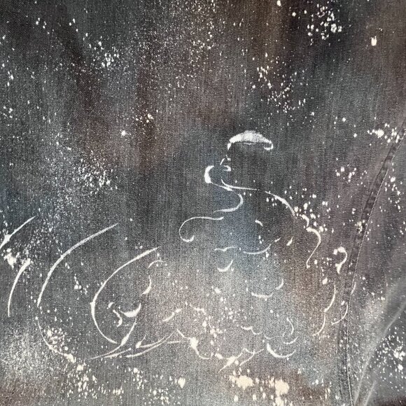 Vintage 80s dark grey and red denim jacket size Medium 8-10 - Picture 8 of 12